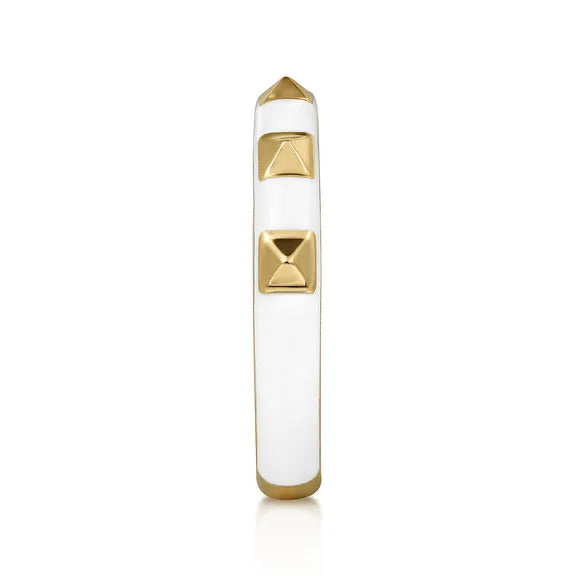 Gabriel & Co. LR52654E9Y4JJJ – 14K Yellow Gold Pyramid Stackable Ring with White Enamel (3 mm)