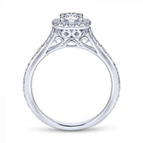 Gabriel & Co. ER8635W44JJ 14K White Gold Cushion Halo Vintage Engagement Ring – Semi-Mount Setting