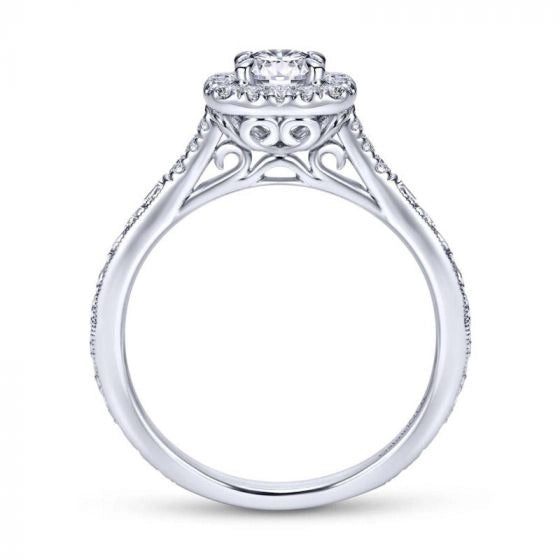Gabriel & Co. ER8635W44JJ 14K White Gold Cushion Halo Vintage Engagement Ring – Semi-Mount Setting