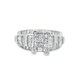 White Gold Cluster Diamond Accented Engagement Ring