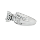 White Gold Cluster Diamond Accented Engagement Ring