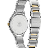 Citizen Eco-Drive Corso FE2104-50A – Two-Tone Stainless Steel Bracelet, Silver Dial with Diamond Accents Ladies’ Watch