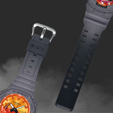 Casio G‑Shock GA2100FL‑8A – Flames of Color Series Analog‑Digital Octagonal Watch with Orange Dial & Gray Resin Band