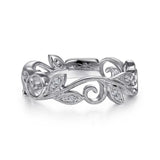 Gabriel & Co. 14K White Gold Scrolling Floral Diamond Stackable Ring – LR4593W45JJ