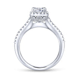 Gabriel & Co. ER5822W44JJ – 14K White Gold Emerald Cut Halo Diamond Engagement Ring (Setting Only)