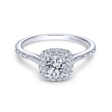 Gabriel & Co. ER8635W44JJ 14K White Gold Cushion Halo Vintage Engagement Ring – Semi-Mount Setting