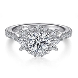 Gabriel & Co. Samaya ER15278R4W44JJ – 14K White Gold Fancy Halo Round Diamond Engagement Ring