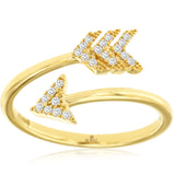 Royal H1377D Jewelry 14K Yellow Gold Feather Diamond Ring – 0.10 CTW