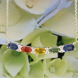 Royal H2233M 14K Yellow Gold Rainbow Sapphire & Diamond Necklace – 1.80 CTW Sapphires, 0.13 CTW Diamonds