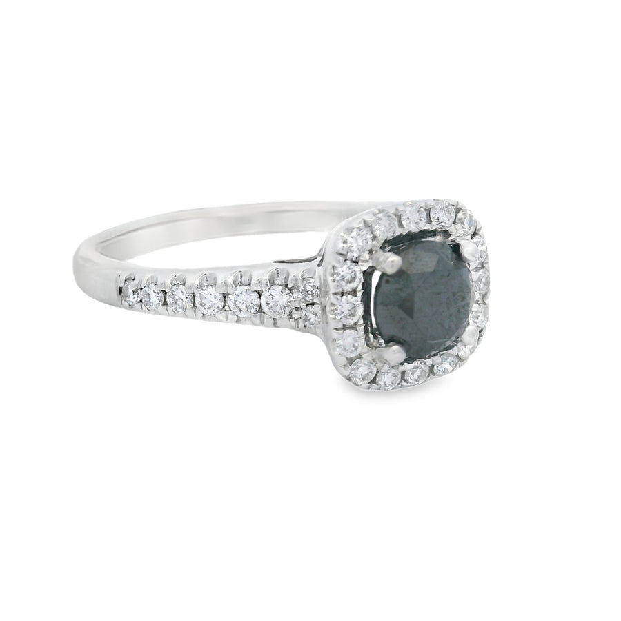 Elegant Black Diamond Halo Engagement Ring