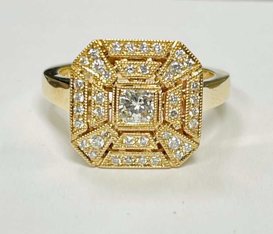 14k Yellow Gold Vintage Inspired Ring