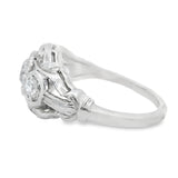 Vintage Platinum Three Stone European Diamond Ring