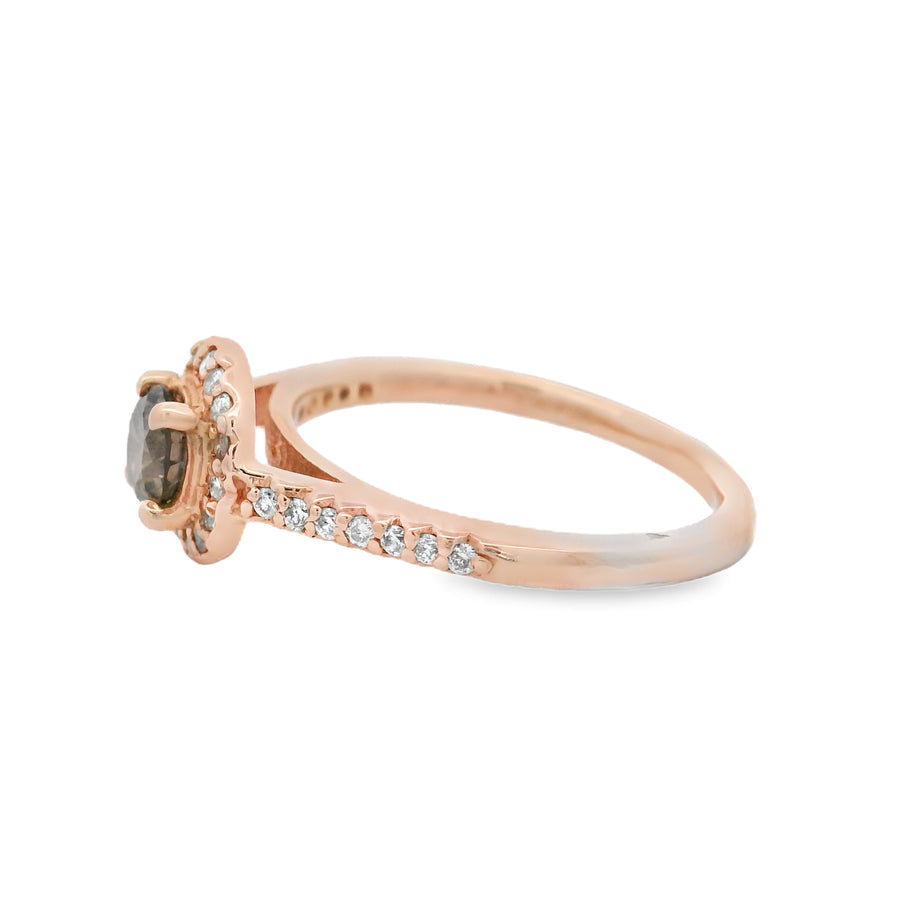 Chocolate Diamond Halo Rose Gold Engagement Ring