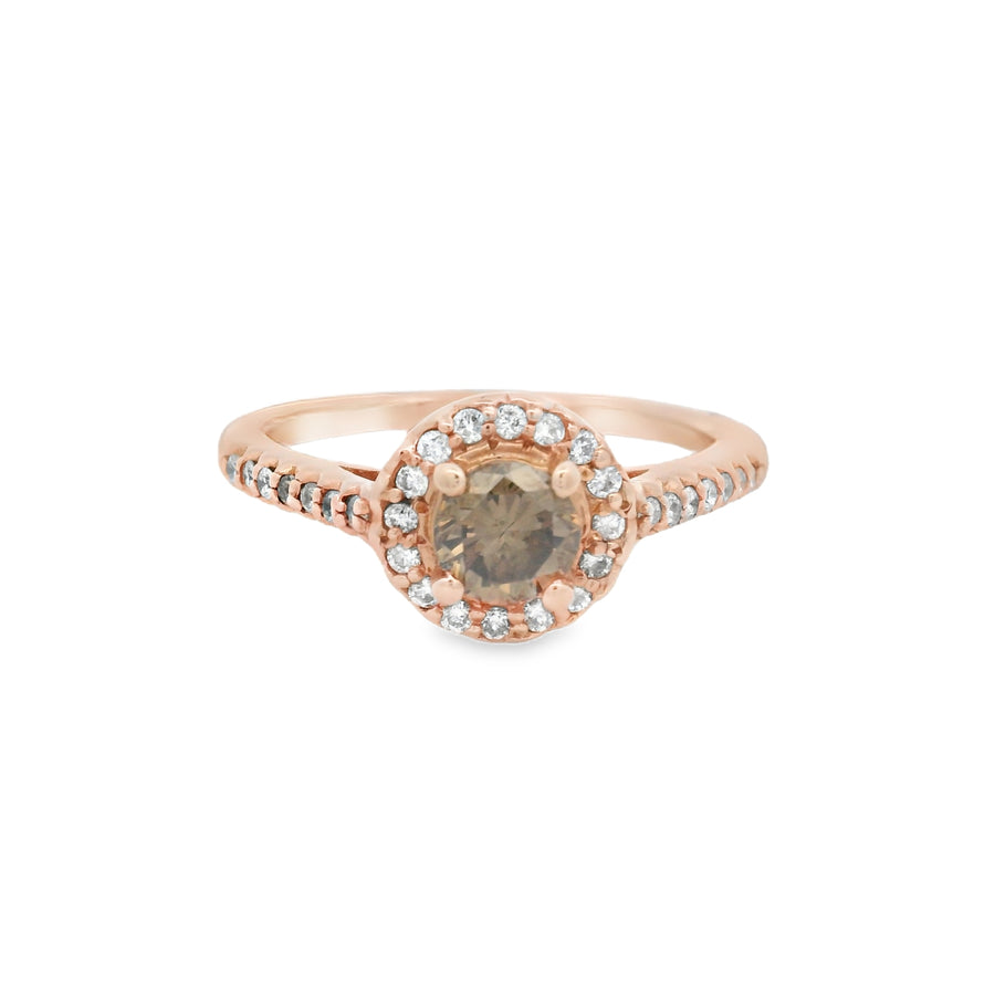 Chocolate Diamond Halo Rose Gold Engagement Ring