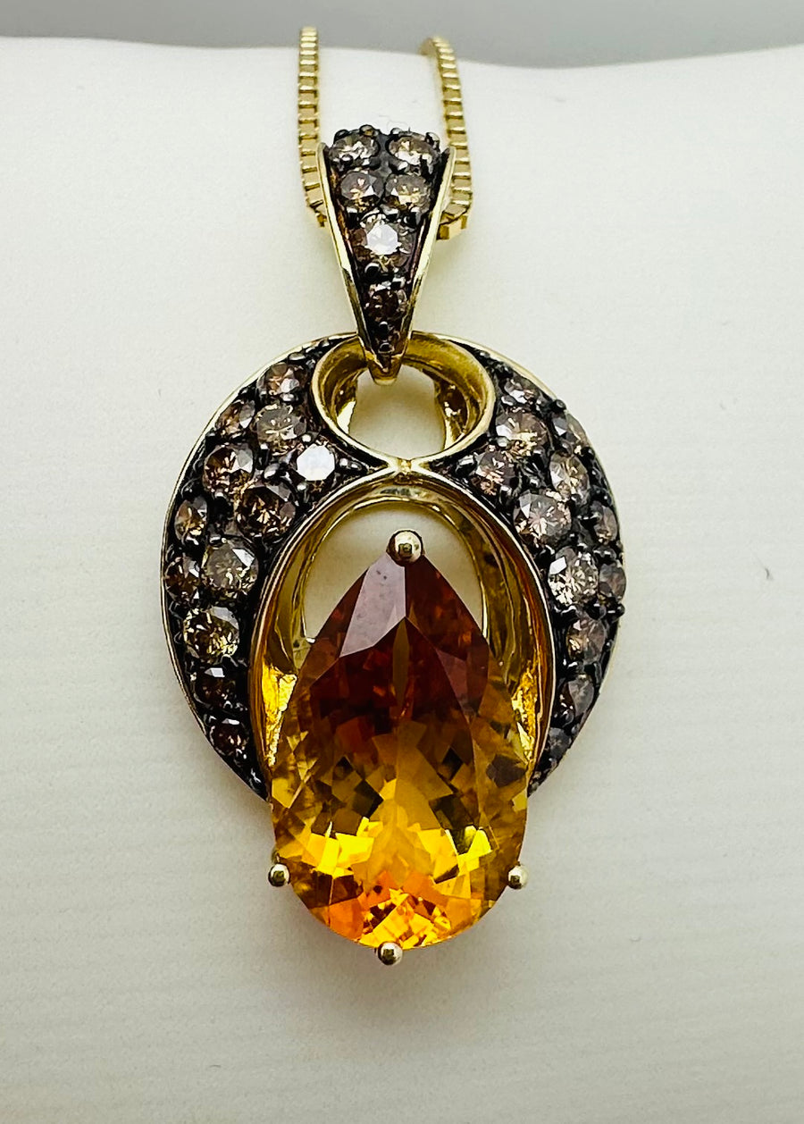 LeVian Citrine & Chocolate Diamond Pendnat