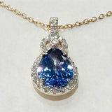 14k Rose Gold Pear Tanzanite Halo Diamond Pendnat
