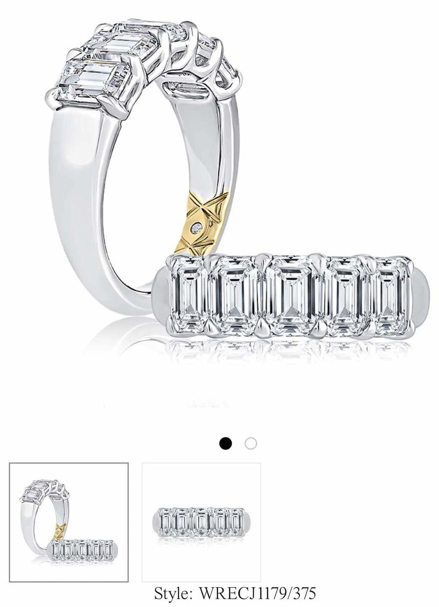 Timeless Five Stone Emerald Diamond Wedding Band
