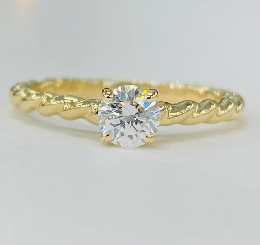 Tidewater Classic Twist Yellow Gold 1/2 Carat Round Solitaire