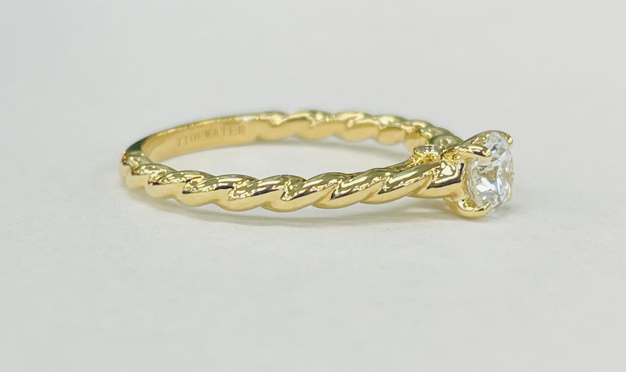 Tidewater Classic Twist Yellow Gold 1/2 Carat Round Solitaire