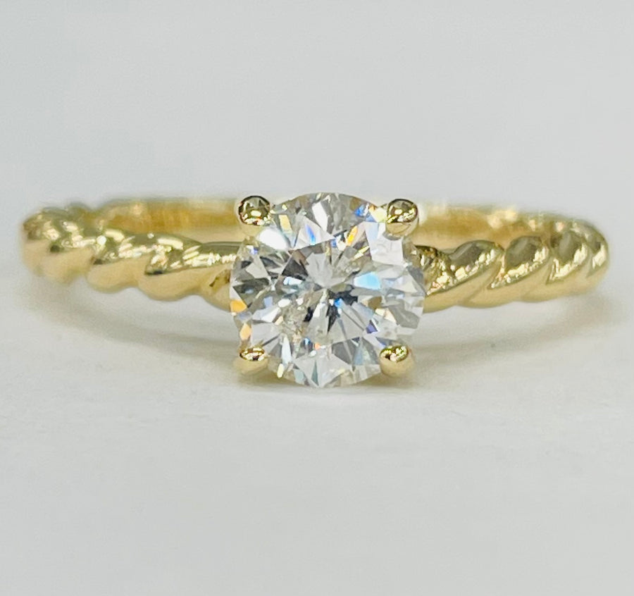 Tidewater Classic Twist Yellow Gold 1 Carat Round Solitaire