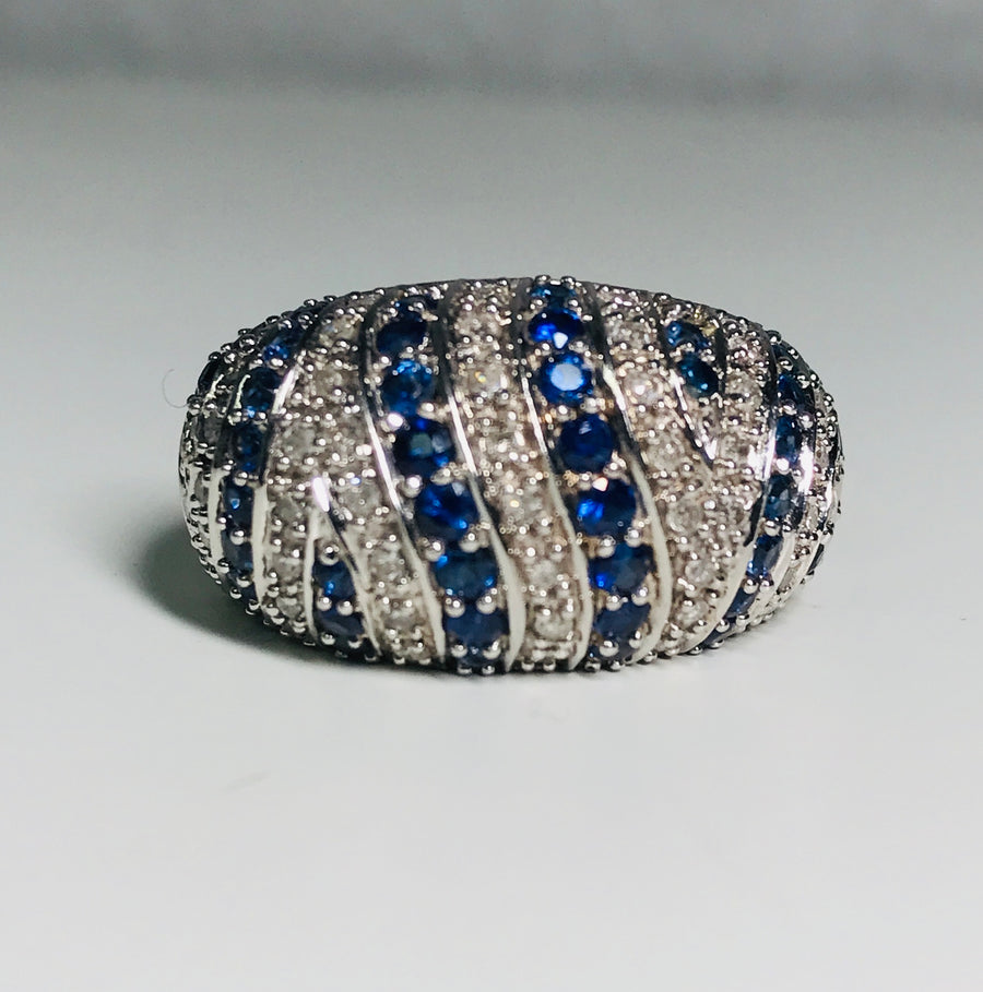 White Gold Sapphire & Diamond Bombay Fashion Ring