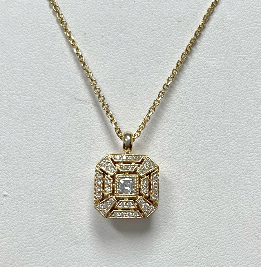 14KYG 0.75CTW Asher Cut Diamond Center W/CHAIN 
16'

Item #5...