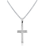 Classic of New York J-2460 – Sterling Silver Cross Pendant Necklace, Polished Finish, Adjustable Chain