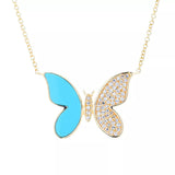 Sabrina Designs 14KY Gold 0.13ctw Diamond & Turqoise Butterfly Necklace