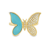 Sabrina Designs 14KY Gold 0.13ctw Diamond & Turquoise Butterfly Ring