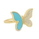 Sabrina Designs 14KY Gold 0.13ctw Diamond & Turquoise Butterfly Ring