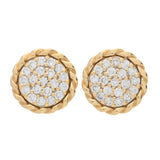 DIAMORE 14K Gold 0.32ctw Pave Diamond Rope Twist Halo Stud Earrings