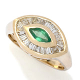 Beverly Hills Elegance J653709-05841-00015 – 14K Yellow Gold 0.62 CTW Emerald & Diamond Evil Eye Ring, Size 8