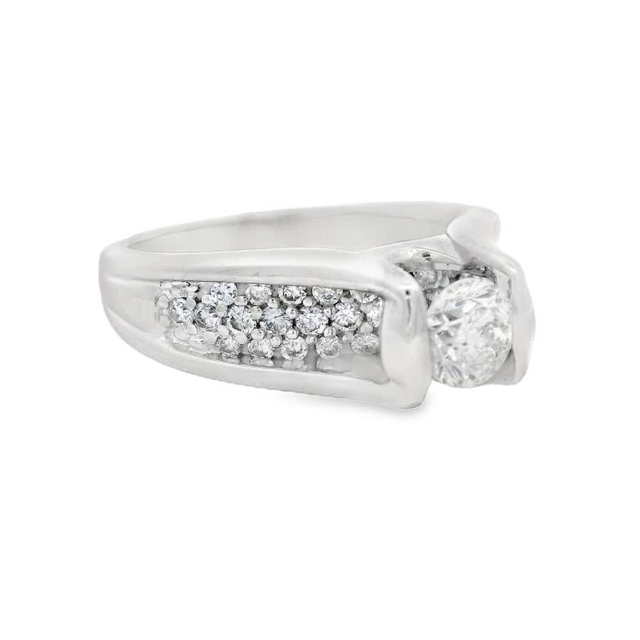 White Gold Pave Diamond Engagement Ring