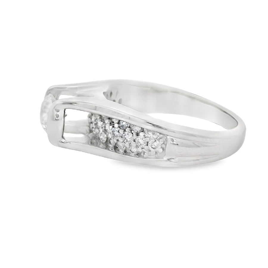 White Gold Pave Diamond Engagement Ring