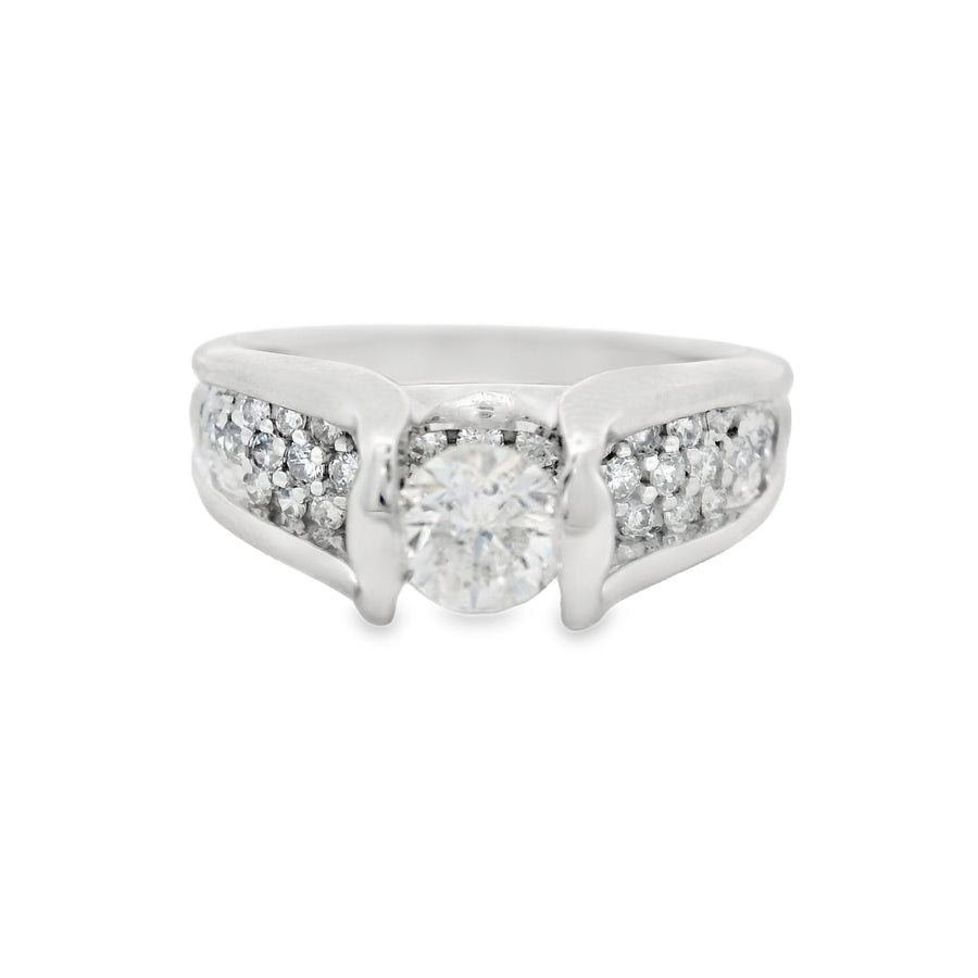 White Gold Pave Diamond Engagement Ring