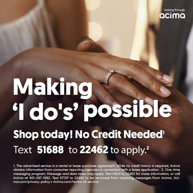 Two hands with a ring, one with a wedding band, against a blurred background with 'acima' branding.