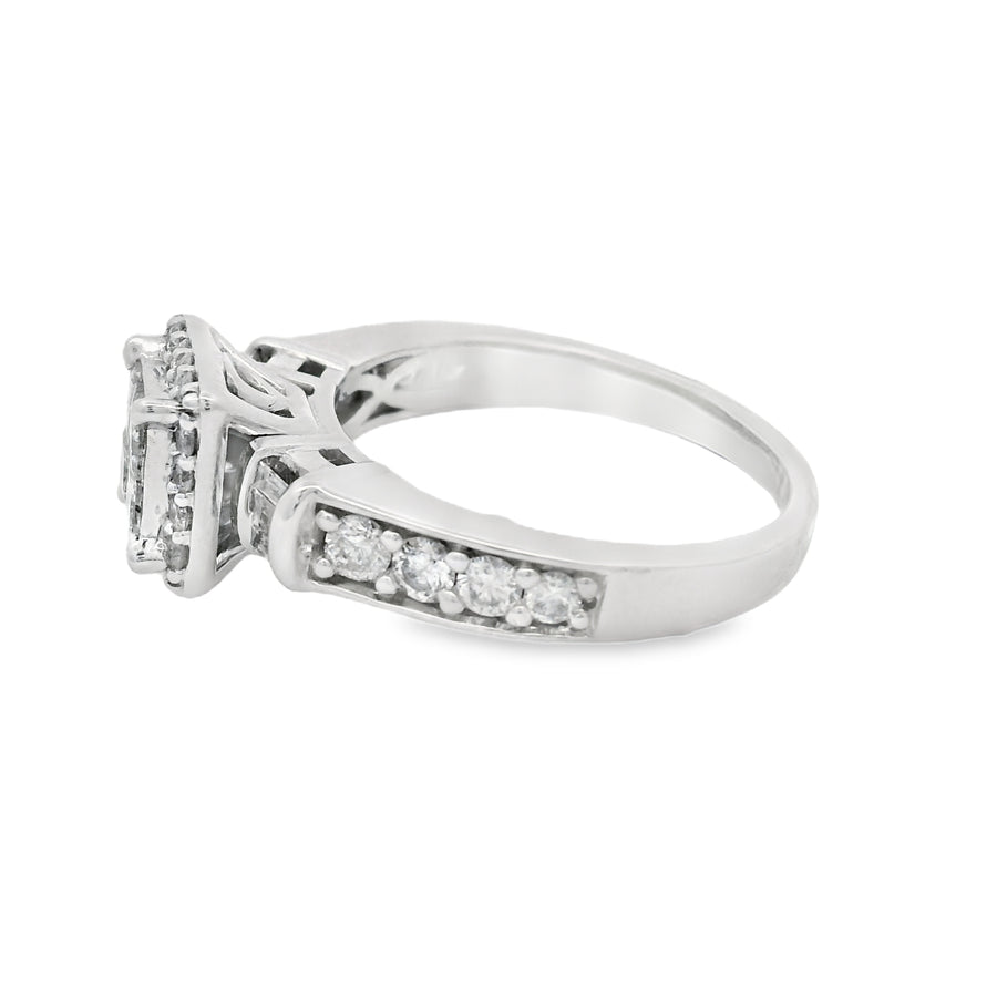 Quad Princess Cut Accented Engagement Ring