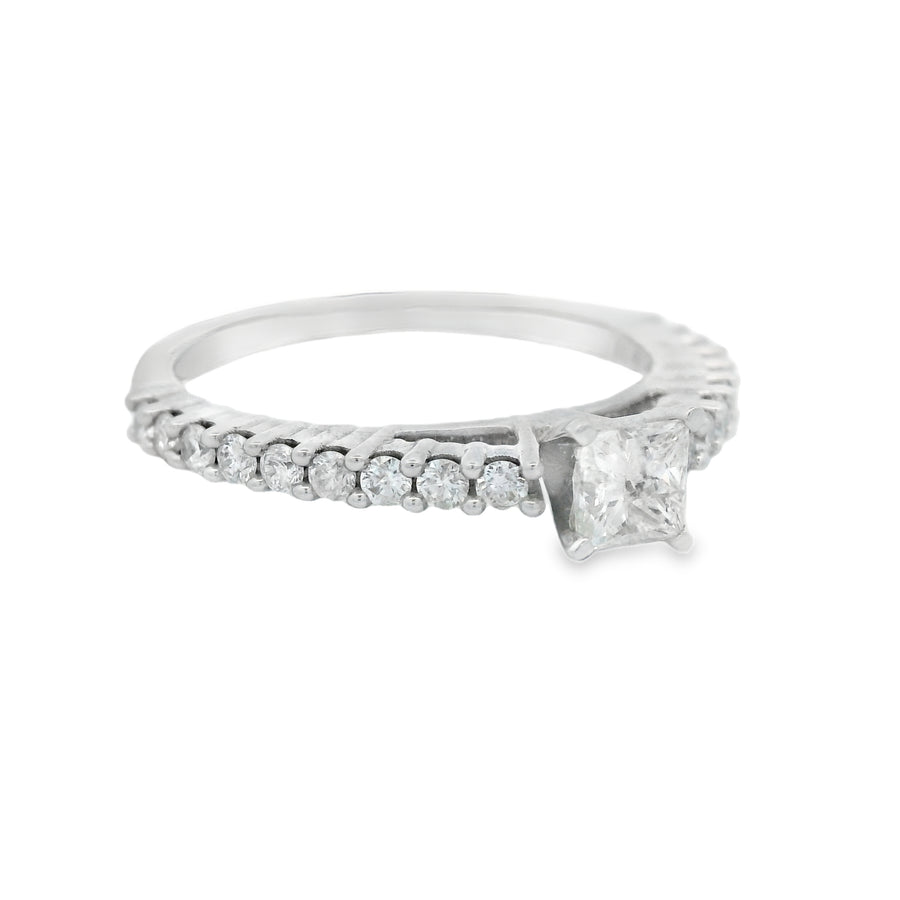 Princess Cut White Gold Accented Diamond Engagement Ring