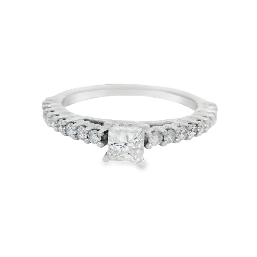 Princess Cut White Gold Accented Diamond Engagement Ring