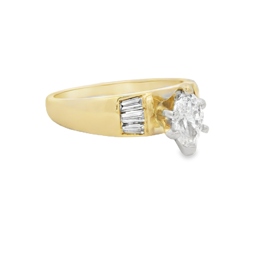 Yellow Gold Marquise Diamond Engagement Ring