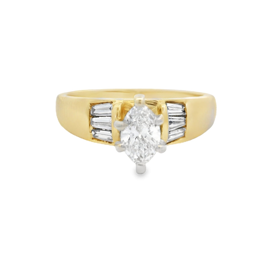 Yellow Gold Marquise Diamond Engagement Ring