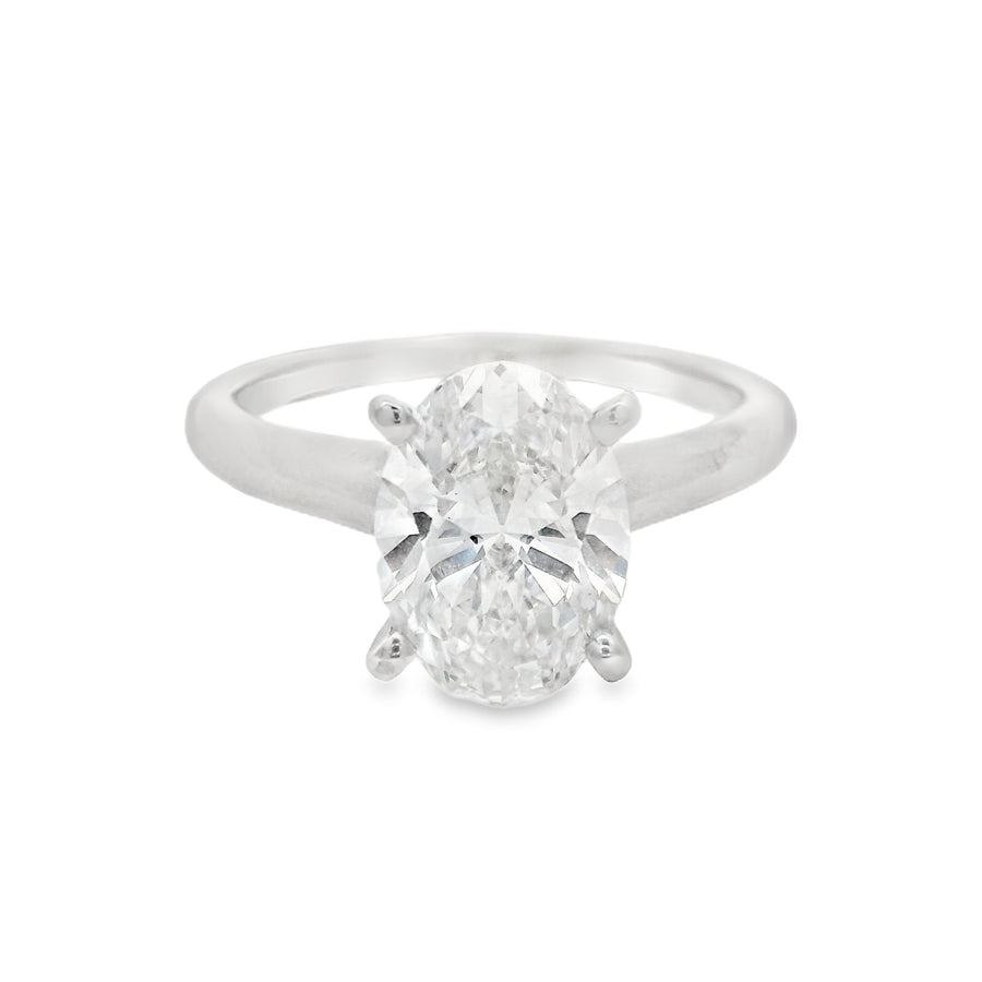 2CT Oval Non-Certified Solitare Engagement Ring - Lab Grown