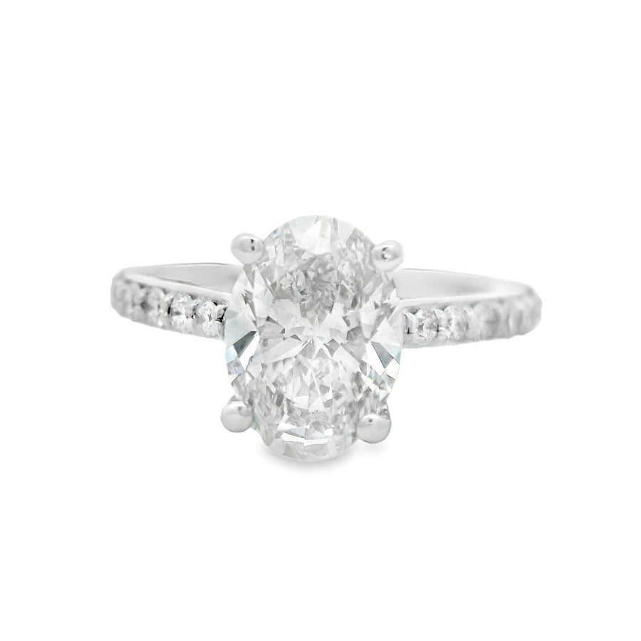 Hidden Halo Lab Grown Oval Diamond Engagement Ring