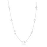 Classic of New York L-4141 – Sterling Silver Station Anchor Necklace, Adjustable 16–18in Chain