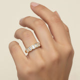 Overnight 14K Yellow Gold Polished 5‑Stone Ring with 1.50cttw Lab‑Grown Emerald Cut Diamonds – Model L0227R‑EM‑1.5