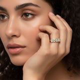Overnight 14K Yellow Gold Polished 5‑Stone Ring with 1.50cttw Lab‑Grown Emerald Cut Diamonds – Model L0227R‑EM‑1.5