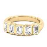 Overnight 14K Yellow Gold Polished 5‑Stone Ring with 1.50cttw Lab‑Grown Emerald Cut Diamonds – Model L0227R‑EM‑1.5