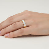 Overnight 14K Yellow Gold Polished 5‑Stone Ring with 1.50cttw Lab‑Grown Emerald Cut Diamonds – Model L0227R‑EM‑1.5