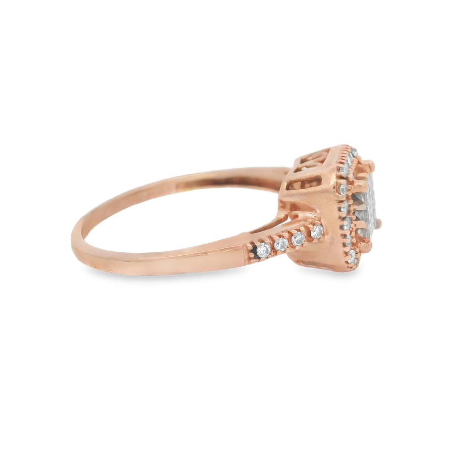 Rose Gold Composite Halo Diamond Engagement Ring