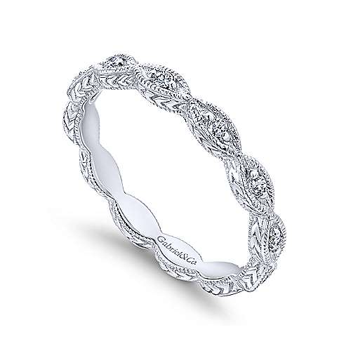 Gabriel & Co. LR4381W45JJ – 14K White Gold Diamond Bujukan Marquise Station Stackable Ring